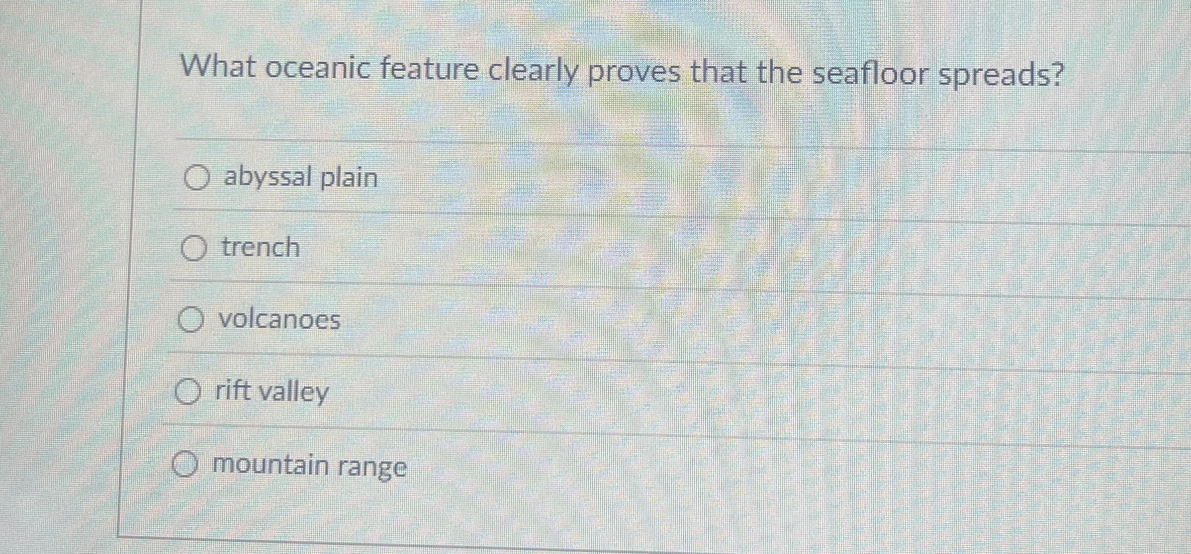 Solved What oceanic feature clearly proves that the seafloor | Chegg.com