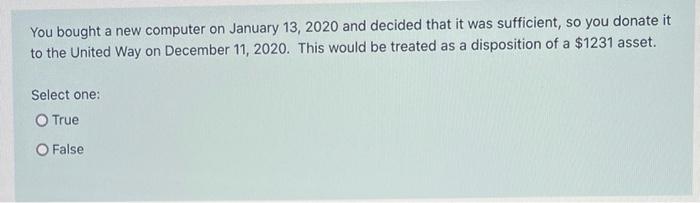 Solved You bought a new computer on January 13, 2020 and | Chegg.com