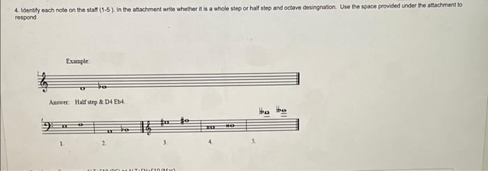 Solved 4 Identity each note on the stat (1-5). In the | Chegg.com