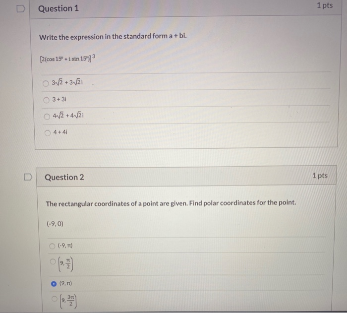 Solved Question 1 1 pts Write the expression in the standard | Chegg.com