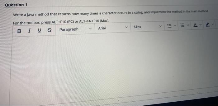 Solved Write a Java method that returns how many times a | Chegg.com