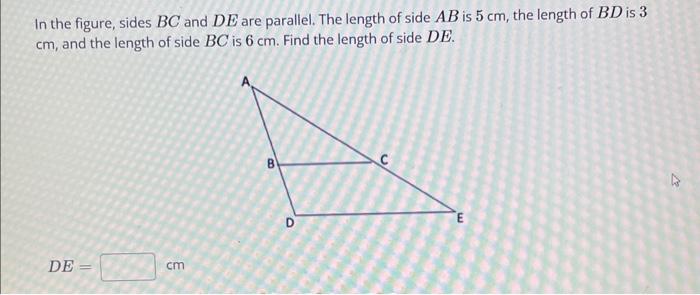 Solved In the figure, sides BC and DE are parallel. The | Chegg.com