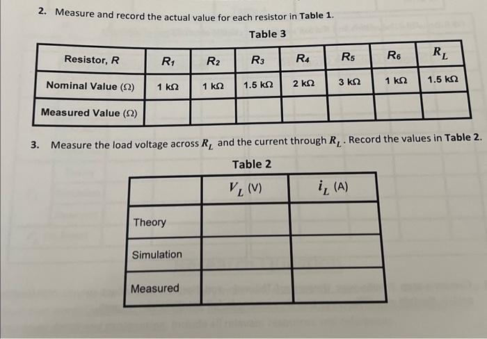 Solved for the following circuit please fill the tables | Chegg.com