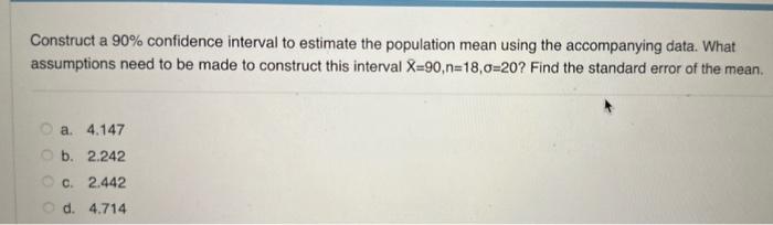 Solved Construct a 90% confidence interval to estimate the | Chegg.com