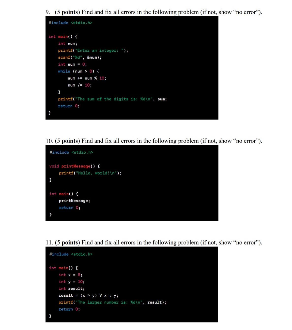 Solved Find And Fix All Errors In The Following Problem (if | Chegg.com