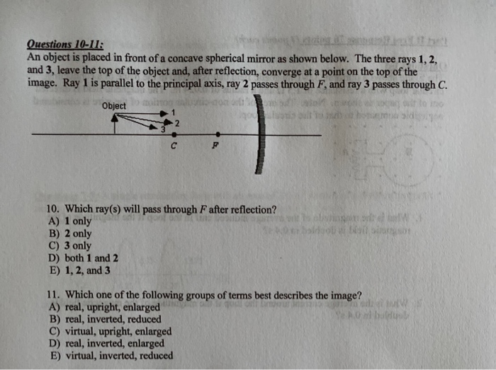 Solved: Questions 10-11 An Object Is Placed In Front Of A | Chegg.com