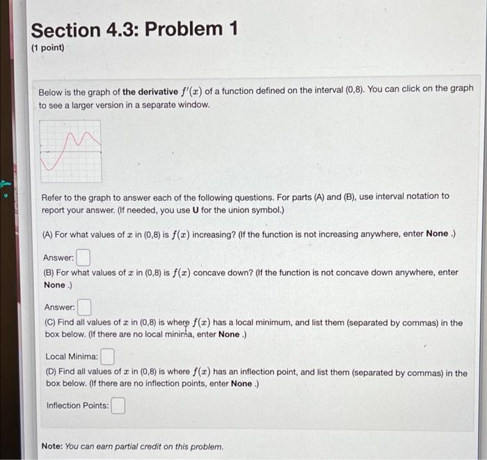 Solved Section 4.3: Problem 1 (1 point) Below is the graph | Chegg.com