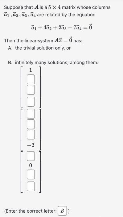 Solved Suppose that A is a 5×4 matrix whose columns | Chegg.com
