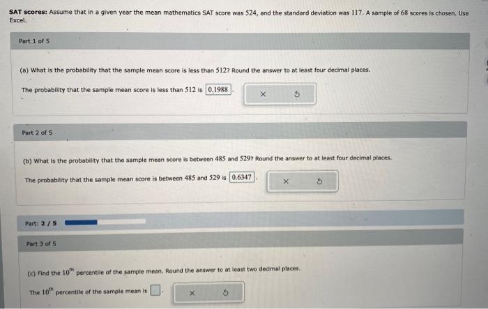 Solved SAT scores: Assume that in a given year the mean | Chegg.com