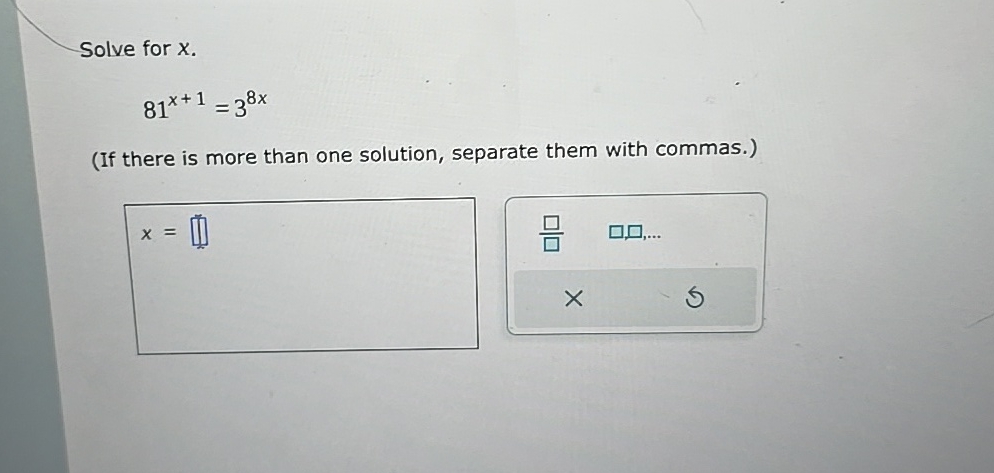 how to solve 3 to the x power equals 81