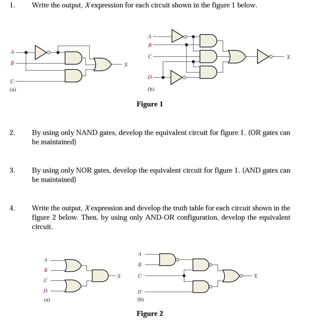 Solved 1. Write the output, X expression for each circuit | Chegg.com