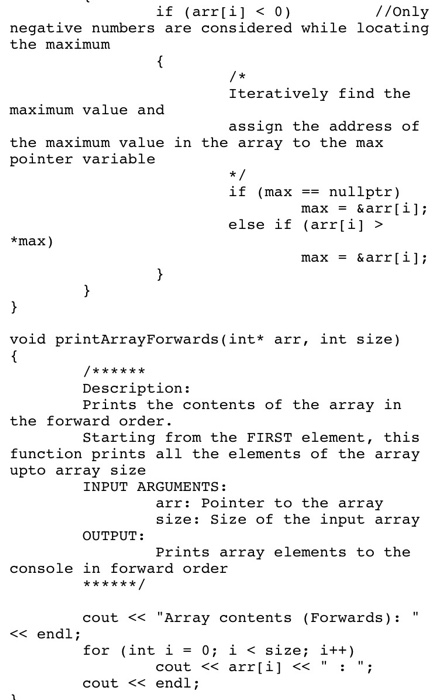 Solved the maximum value in the array to the max pointer | Chegg.com