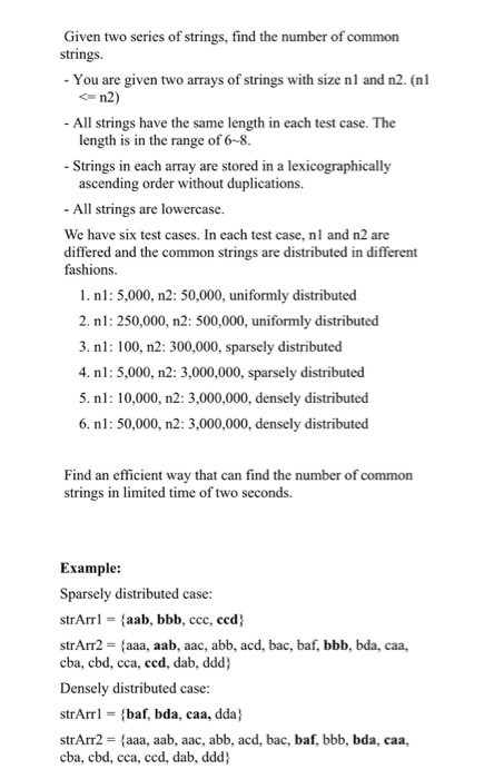 Solved Given two series of strings, find the number of | Chegg.com