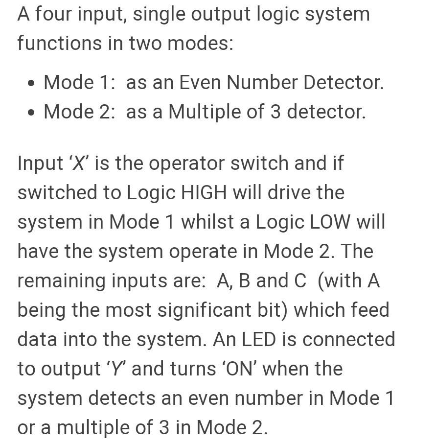 Solved A four input, single output logic system functions in | Chegg.com