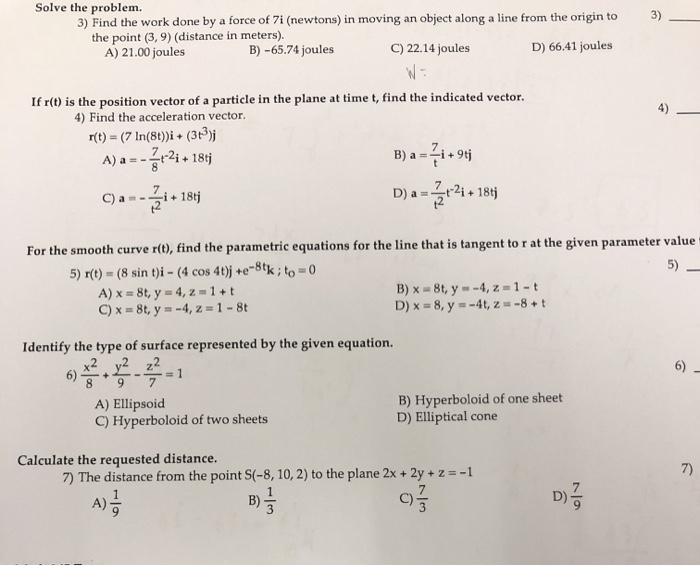 Solved Solve the problem. 3) 3) Find the work done by a | Chegg.com