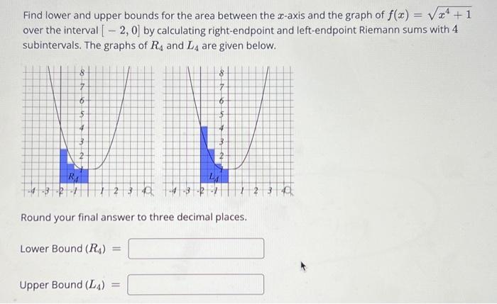 Solved Find lower and upper bounds for the area between the | Chegg.com