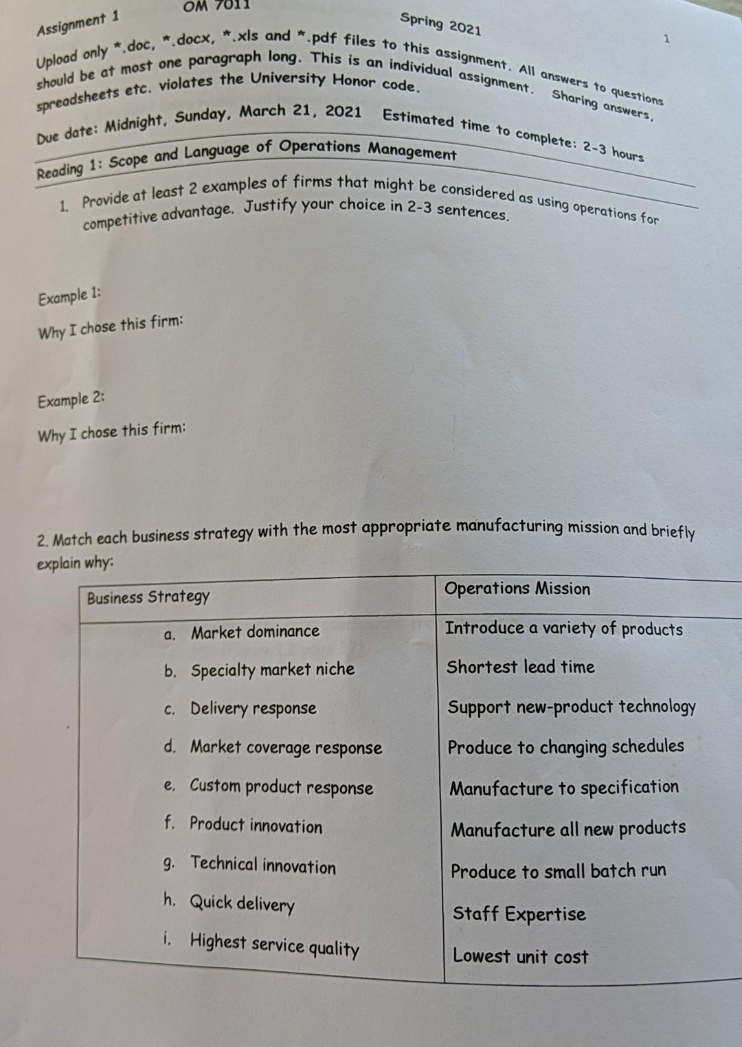 assignment marks for semester spring 2021