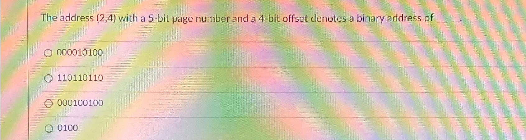 The address (2,4) ﻿with a 5 -bit page number and a | Chegg.com