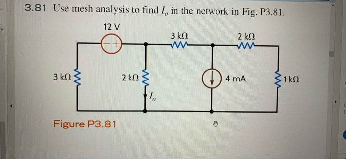 Solved 3.81 Use mesh analysis to find I, in the network in | Chegg.com