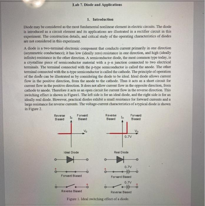 Solved Lab 7. Diode And Applications 1. Introduction Diode | Chegg.com