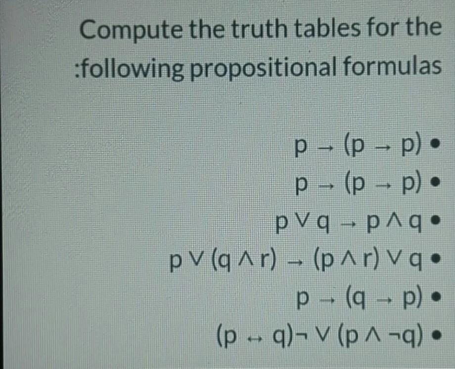 Solved Compute the truth tables for the following | Chegg.com