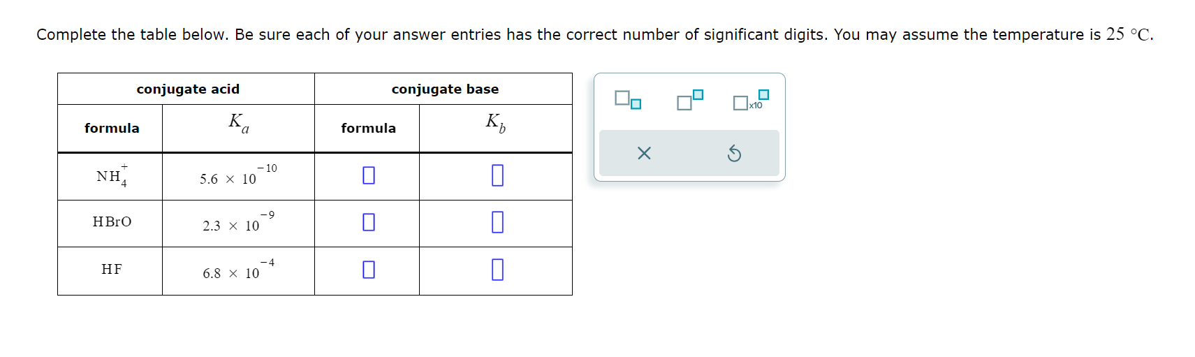 Solved Complete the table below. Be sure each of your answer | Chegg.com