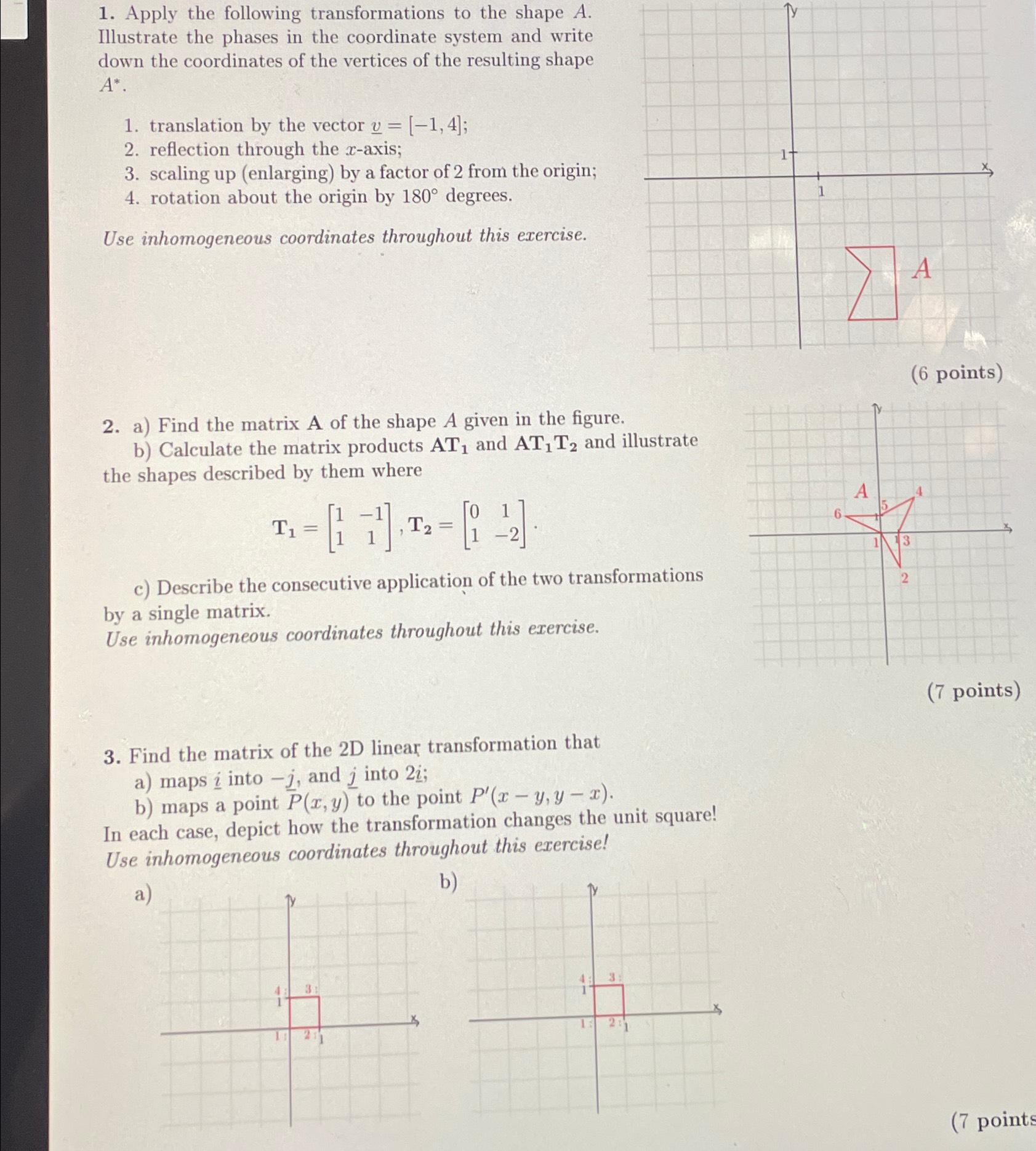 Apply the following transformations to the shape A. | Chegg.com