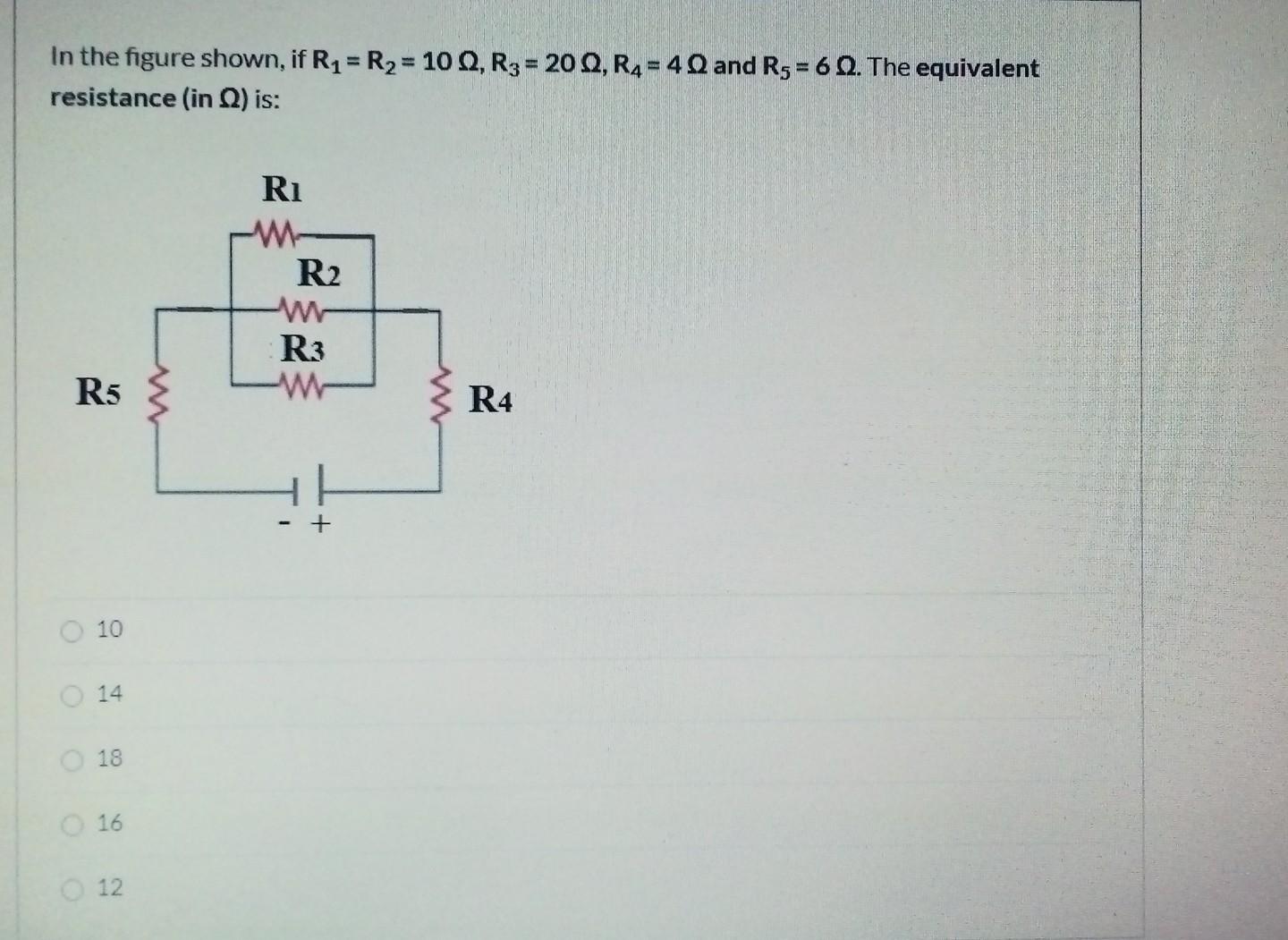 Solved In the figure shown, if R1 = R2= 10 , R3 = 20 Q, R = | Chegg.com