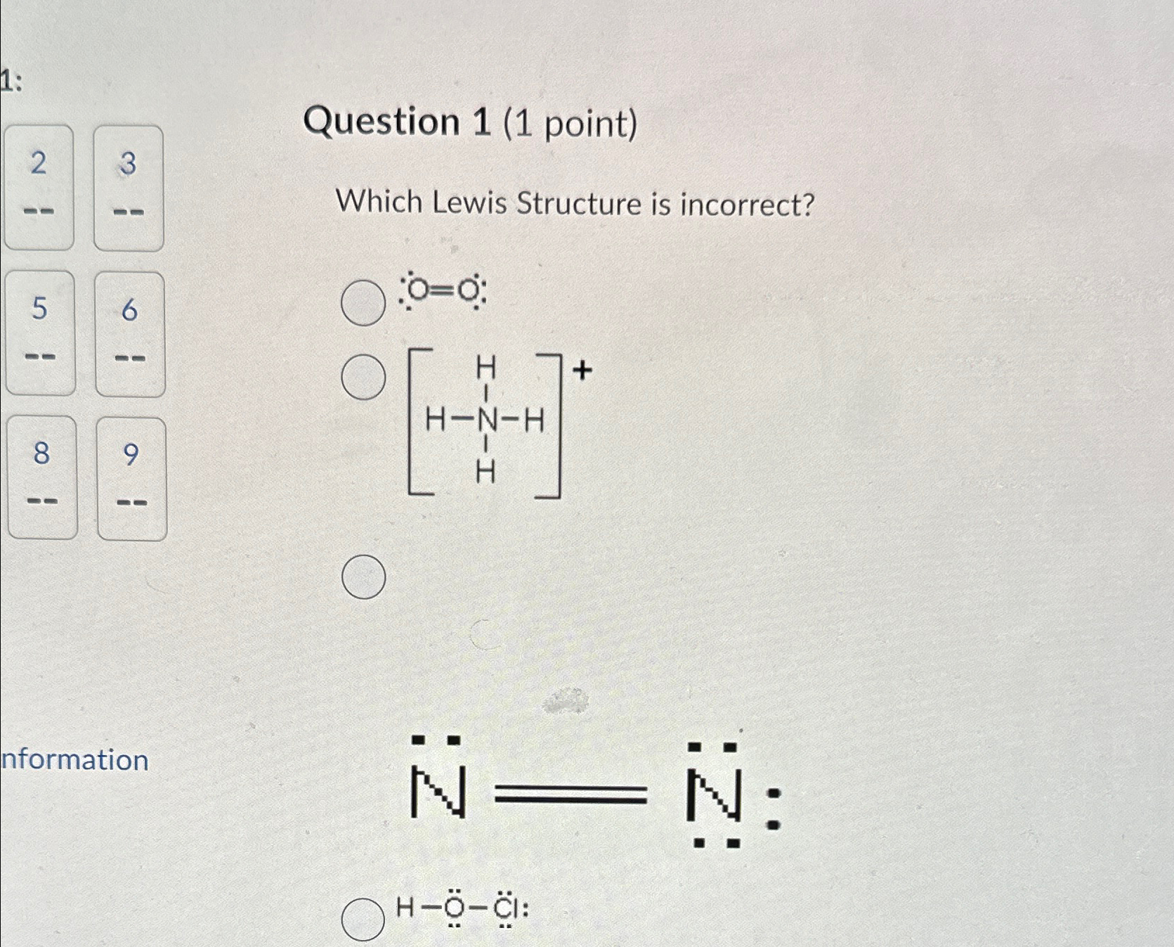 Solved 23Question 1 (1 ﻿point)Which Lewis Structure is | Chegg.com
