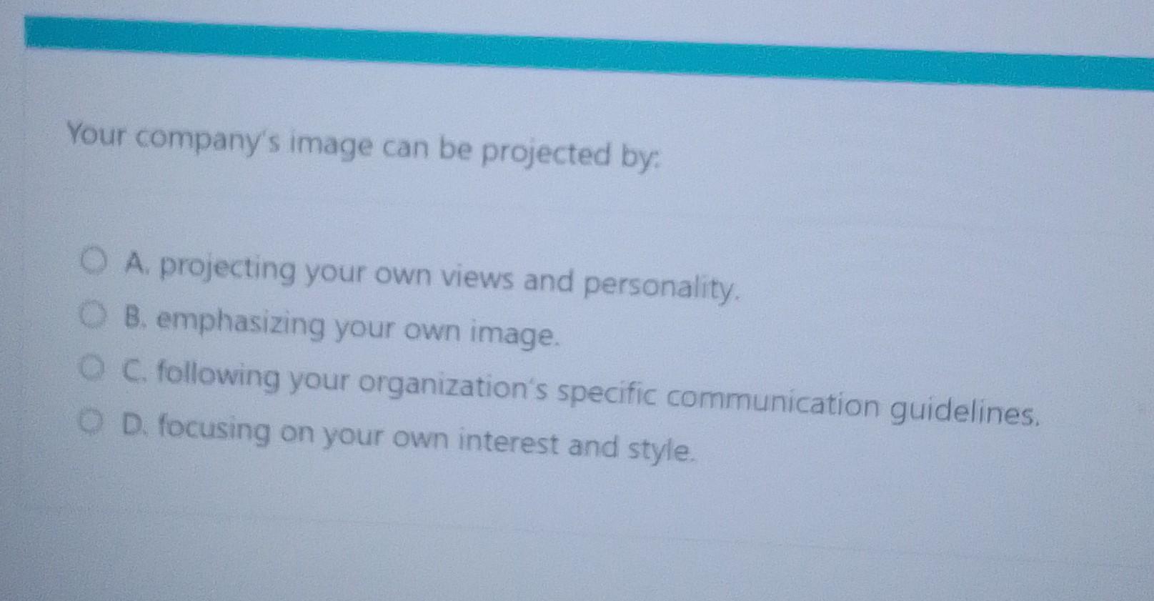 Your company's image can be projected by A.