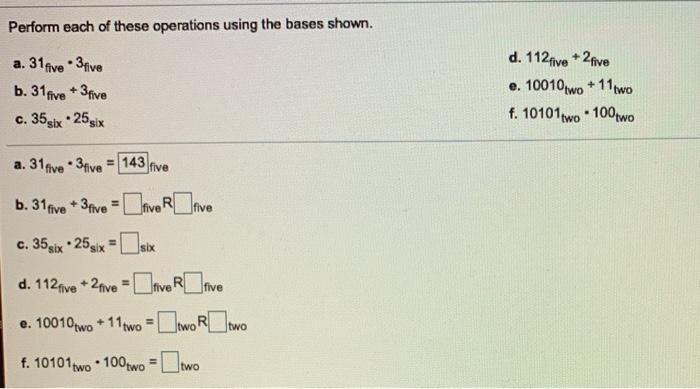 Solved Perform each of these operations using the bases | Chegg.com
