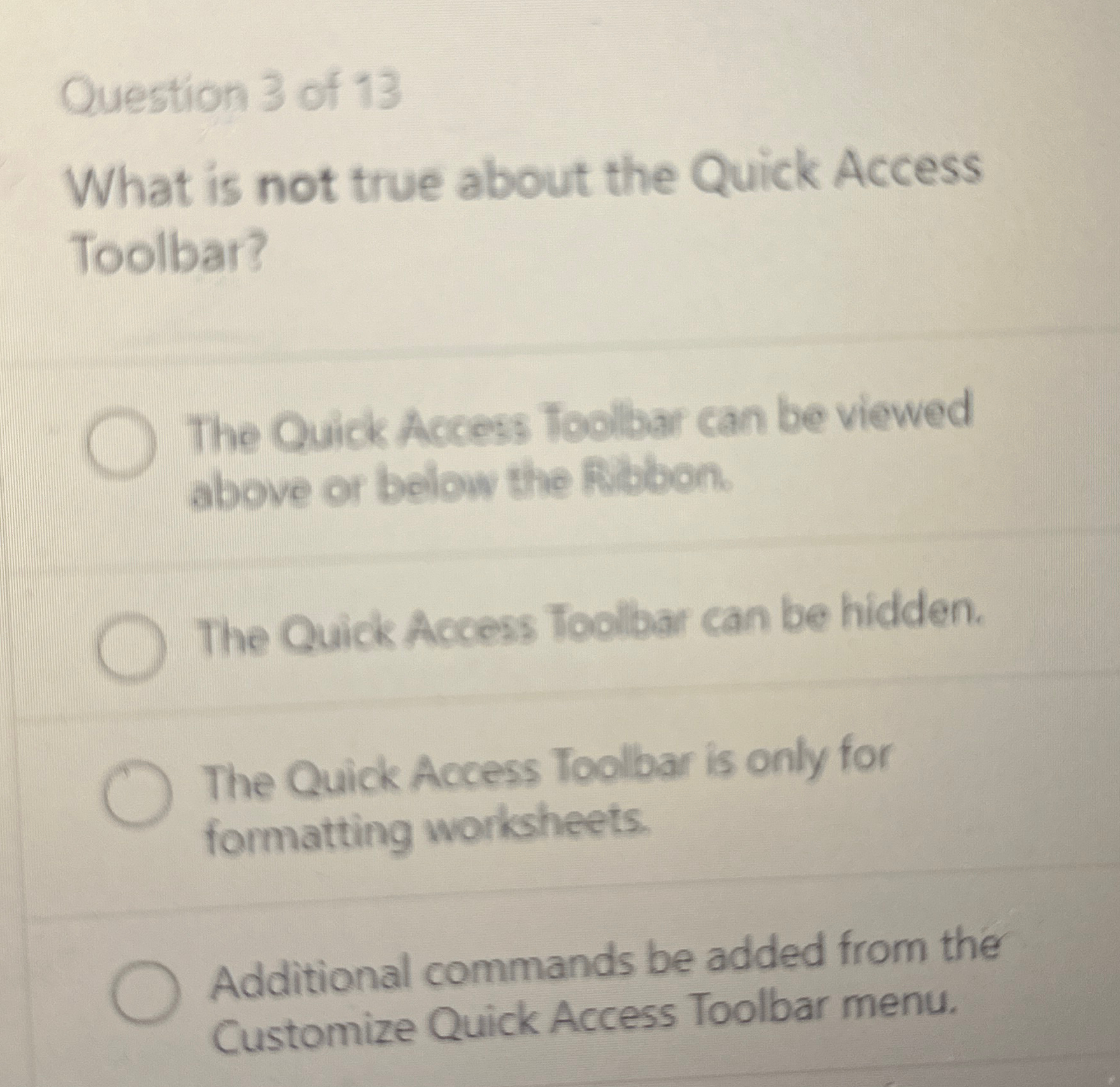 Solved Question 3 ﻿of 13What is not true about the Quick | Chegg.com