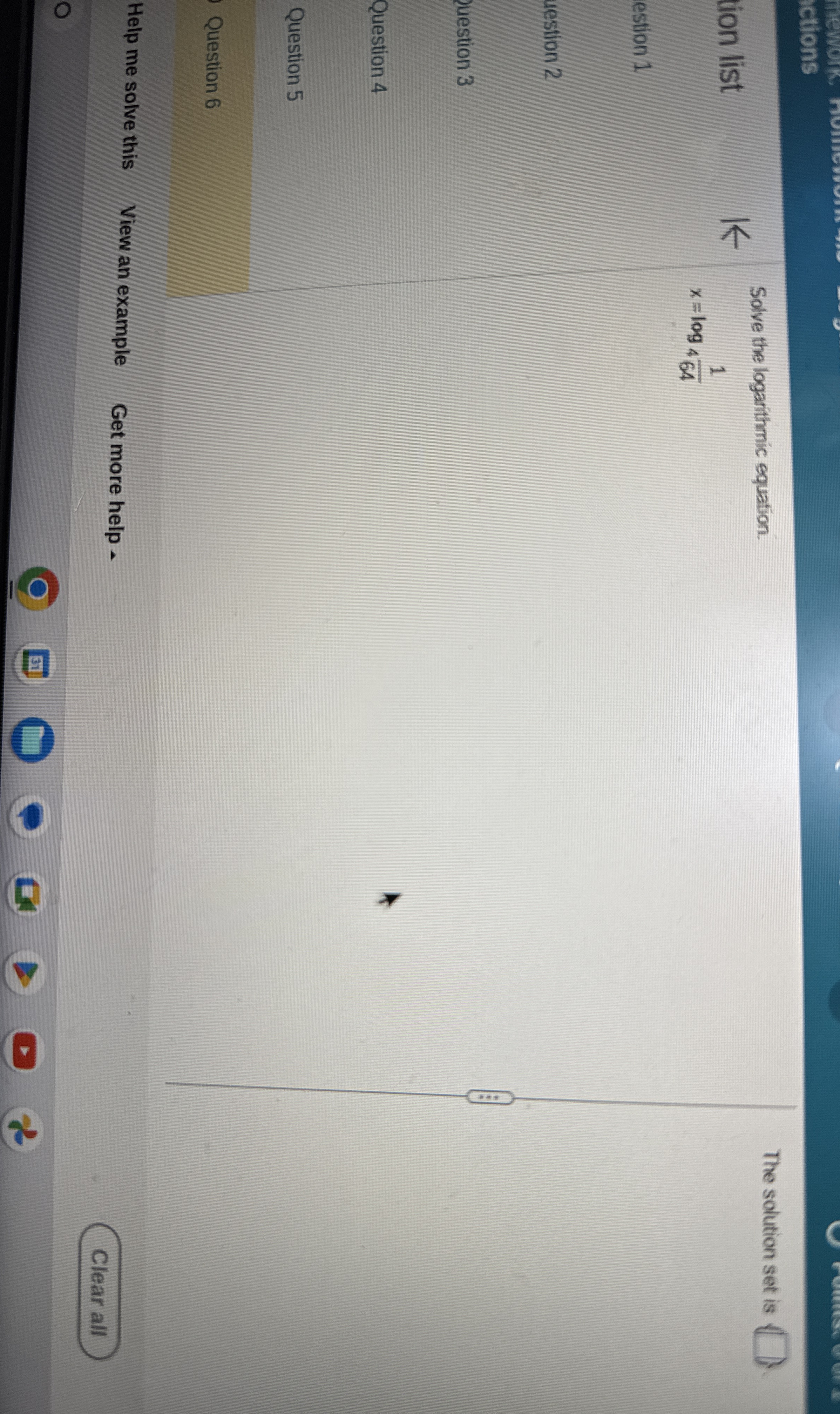 Solved Solve the logarithmic equation.x=log4(164)estion