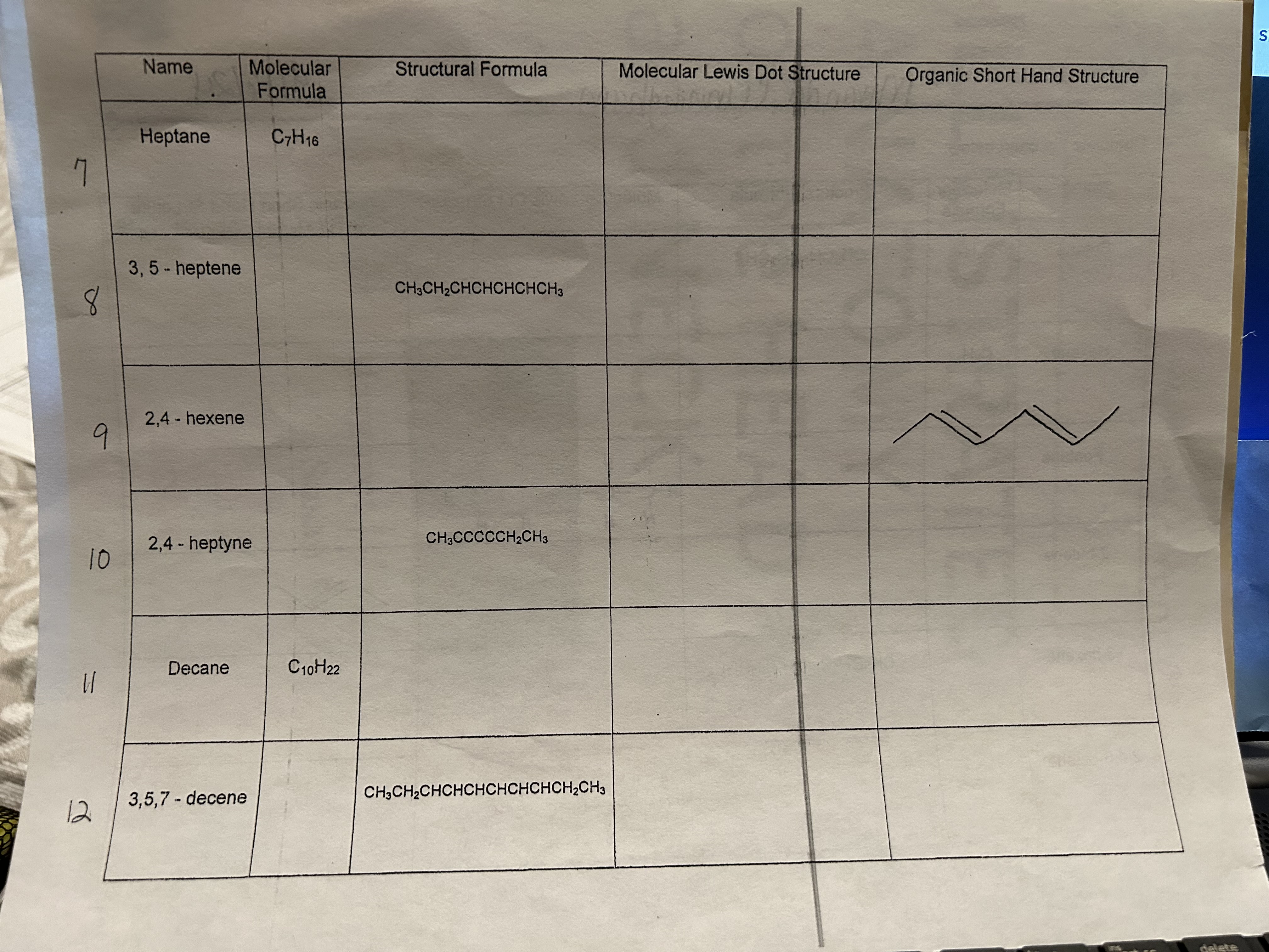Solved \table[[Name,\table[[Molecular],[Formula]],Structural | Chegg.com