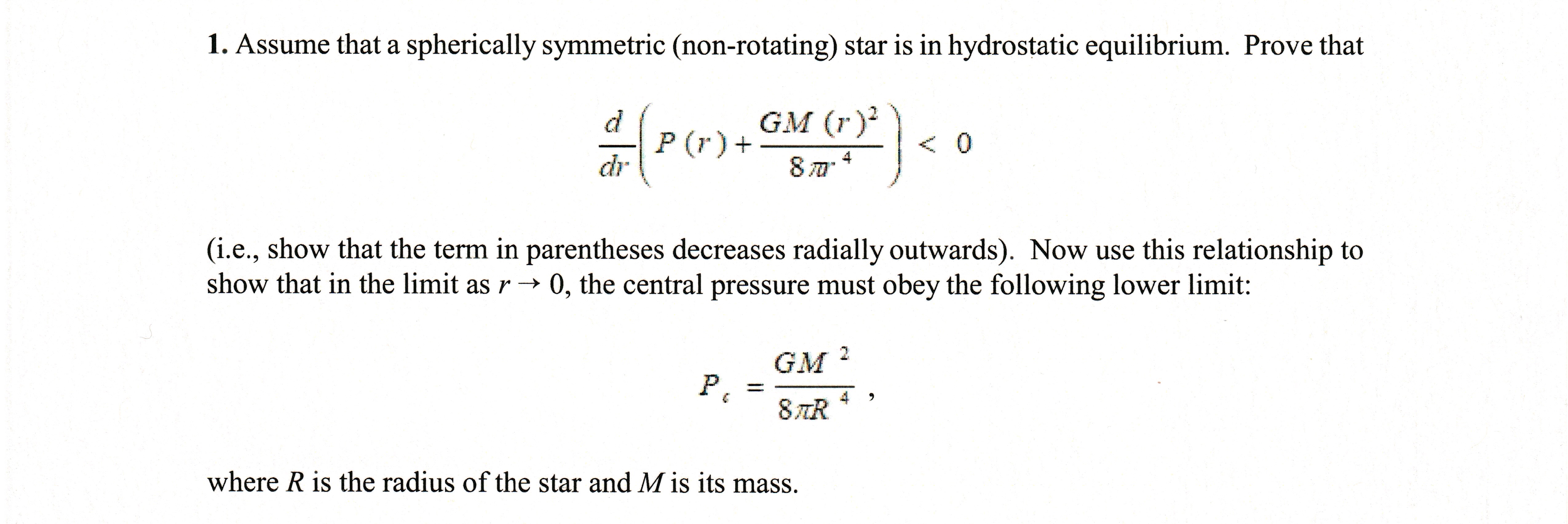 Solved Assume that a spherically symmetric (non-rotating) | Chegg.com