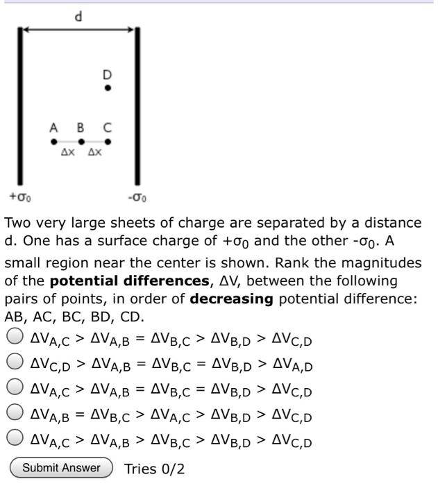 Solved D D А в с ΔΧ Δx +σο -σο Two Very Large Sheets Of | Chegg.com