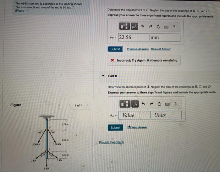 Solved The A992 steel rod is subjected to the loading shown.
