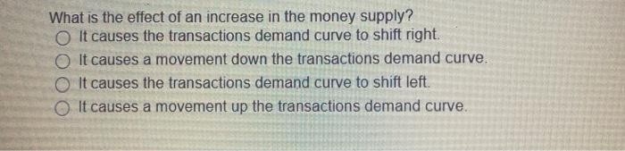 Solved What is the effect of an increase in the money | Chegg.com