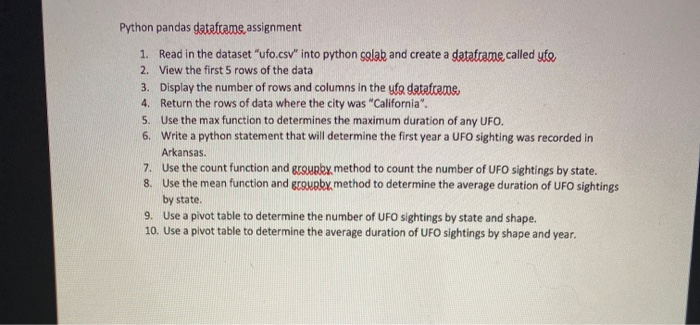 assignment pandas dataframe