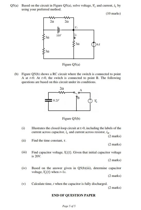Solved Q5(a) Based on the circuit in Figure Q5(a), solve | Chegg.com