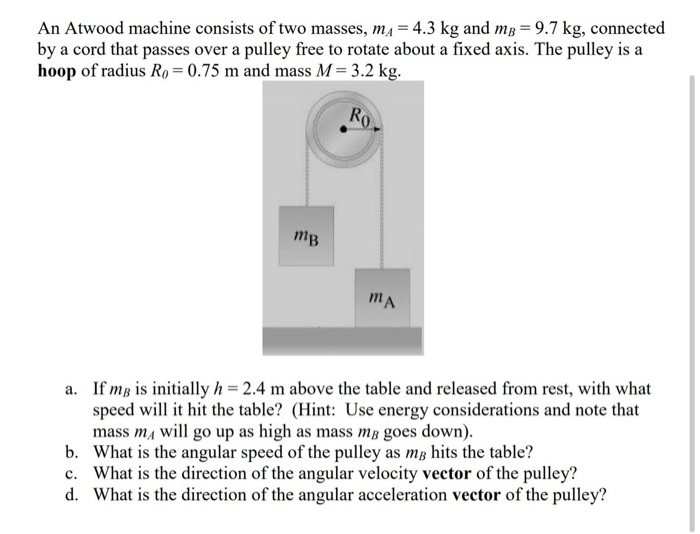 Solved An Atwood Machine Consists Of Two Masses, Ma = 4.3 Kg | Chegg.com