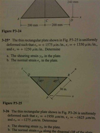 Solved The thin rectangular plate shown in Fig. P3-25 is | Chegg.com