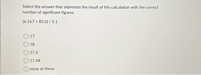 Solved Select the answer that expresses the result of this | Chegg.com