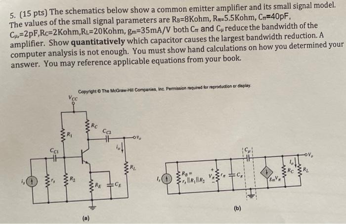 Solved 5. (15 pts) The schematics below show a common | Chegg.com