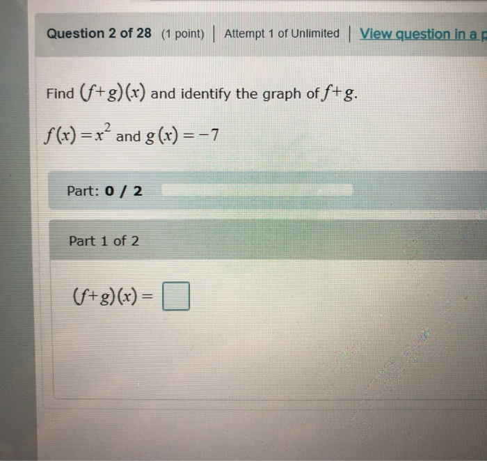 Fgx Questions Basic Math Solved Question 2 of 28 (1 point) Attempt 1 of Unlimited | | Chegg.com