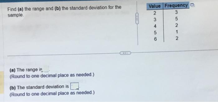 Solved Find (a) the range and (b) the standard deviation for | Chegg.com