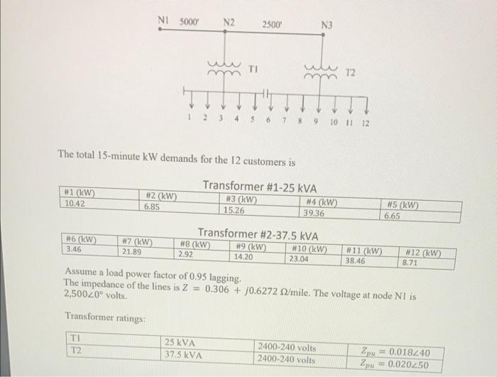 Solved Two Single-phase Transformers Serving 12 Customers | Chegg.com