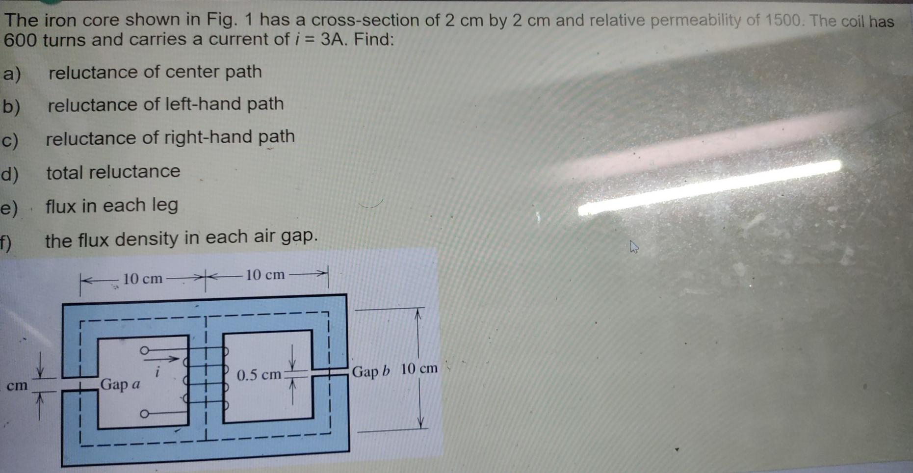 Solved The iron core shown in Fig. 1 has a cross-section of | Chegg.com
