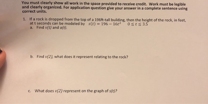 Solved You must clearly show all work in the space provided | Chegg.com