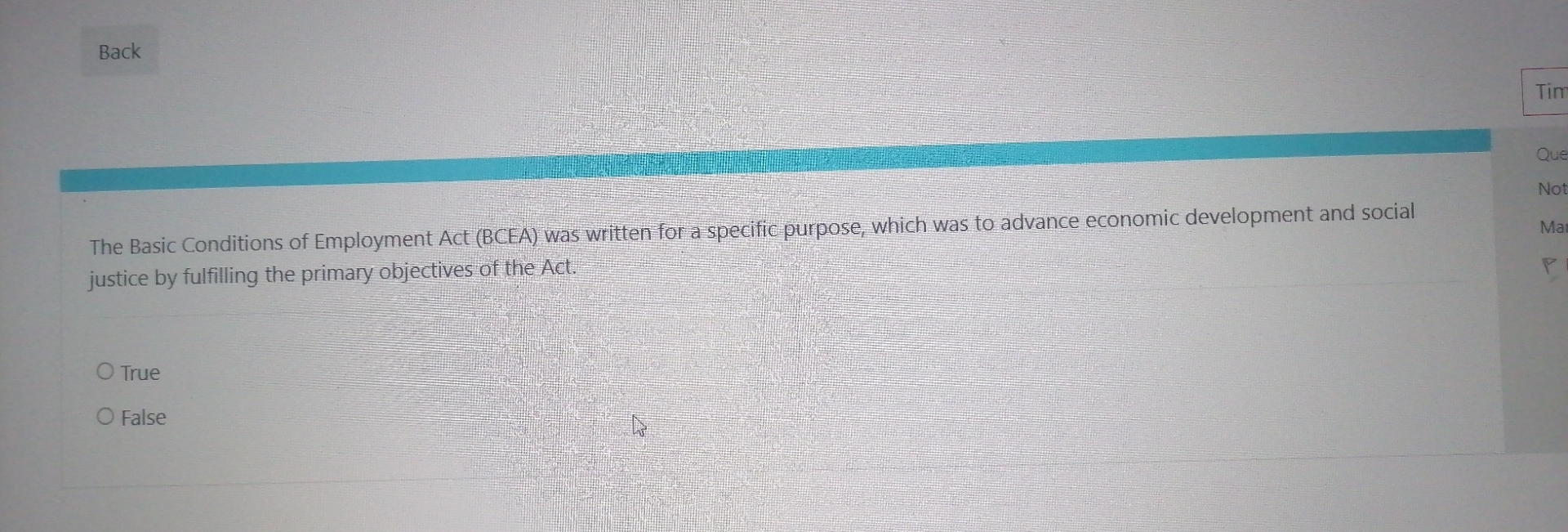 Solved The Basic Conditions of Employment Act (BCEA) ﻿was | Chegg.com